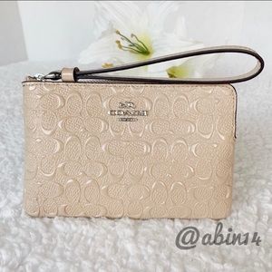 Coach Embossed Patent Leather Wristlet Clutch